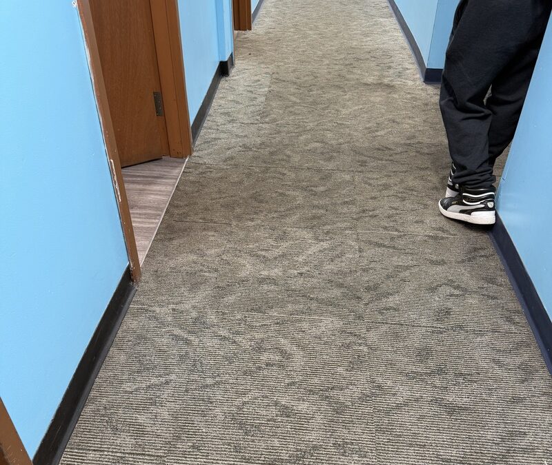 Surrey, BC Carpet Rejuvenation Restores a Worn Classroom Hallway